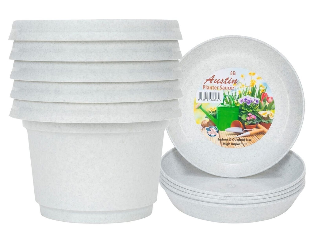 Austin Planter Case of 5 - Multi Size & Color Plastic Flower Pot, Seedling & Nursery Planter with Saucers