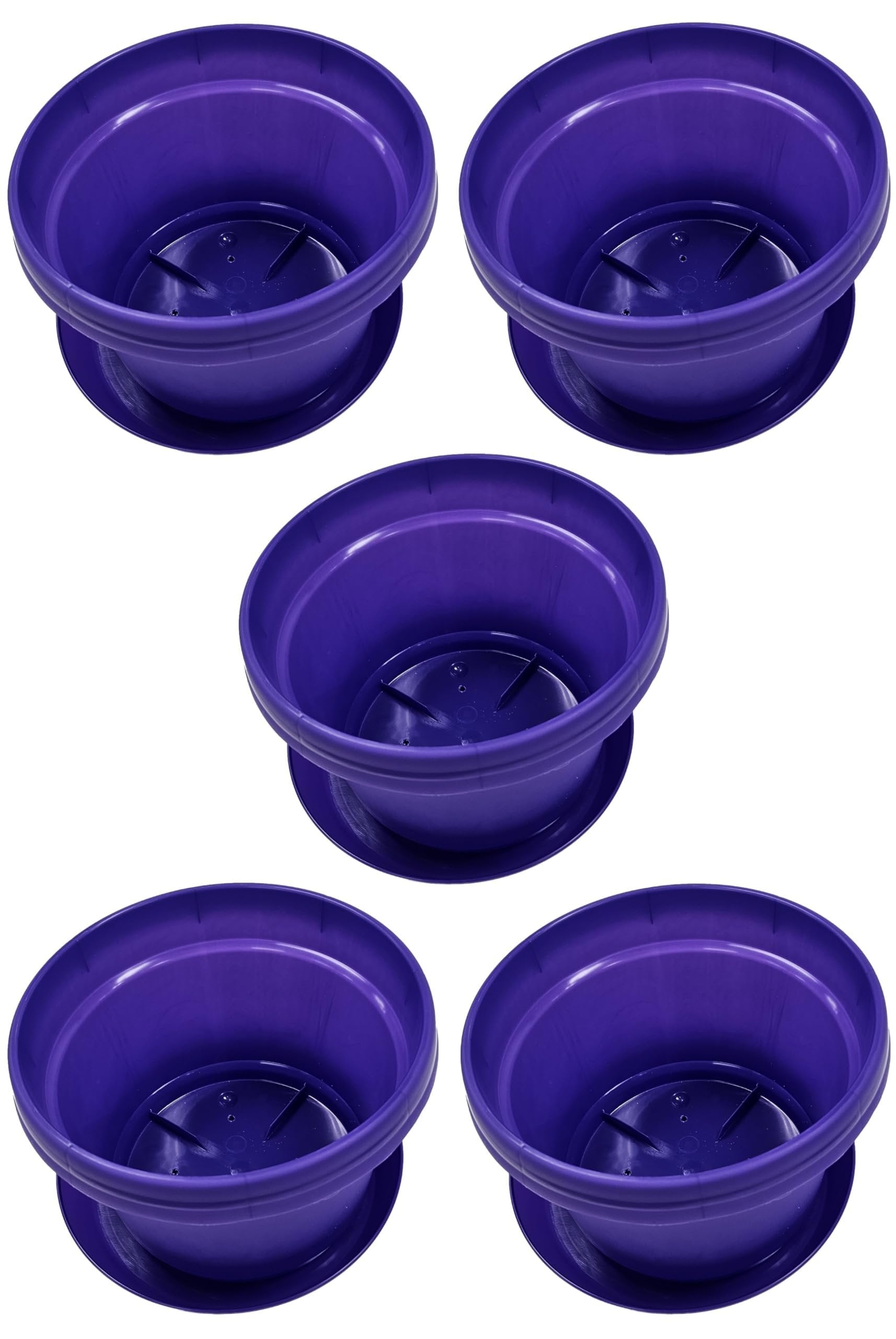 Austin Planter Case of 5 - Multi Size & Color Plastic Flower Pot, Seedling & Nursery Planter with Saucers