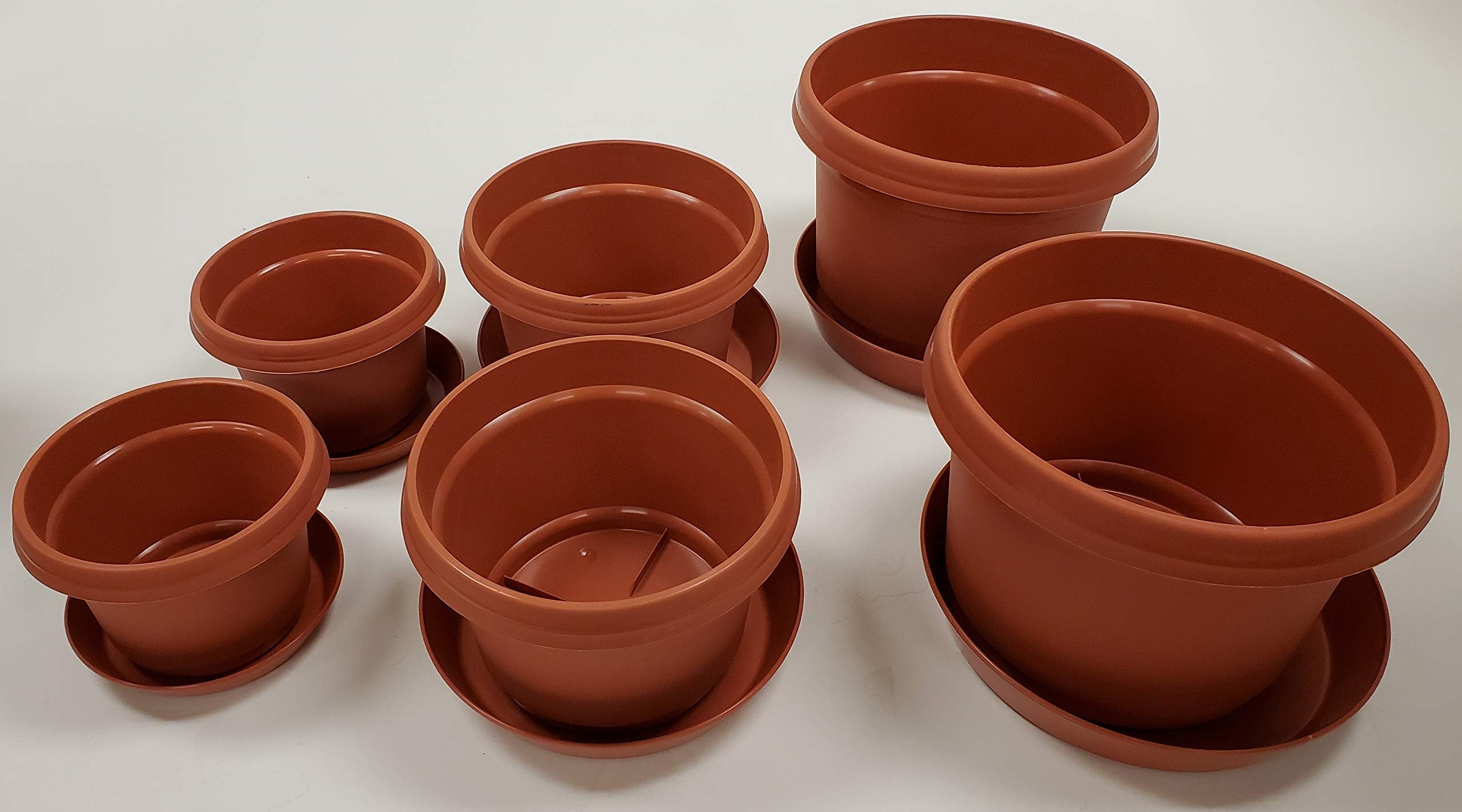 Austin Planter Case of 5 - Multi Size & Color Plastic Flower Pot, Seedling & Nursery Planter with Saucers