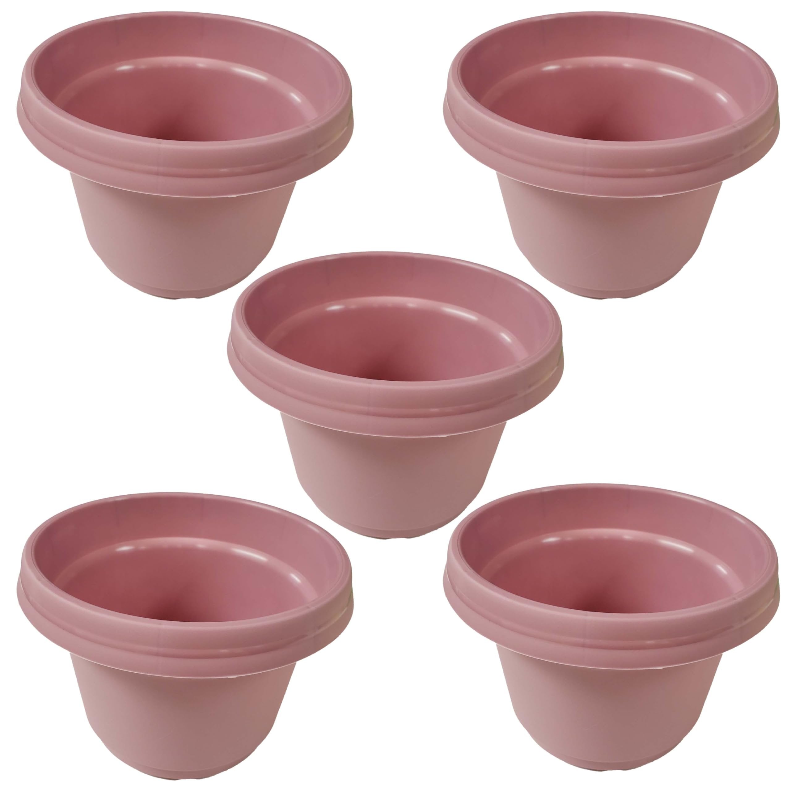 Austin Planter Case of 5 - Multi Size & Color Plastic Flower Pot, Seedling & Nursery Planter with Saucers