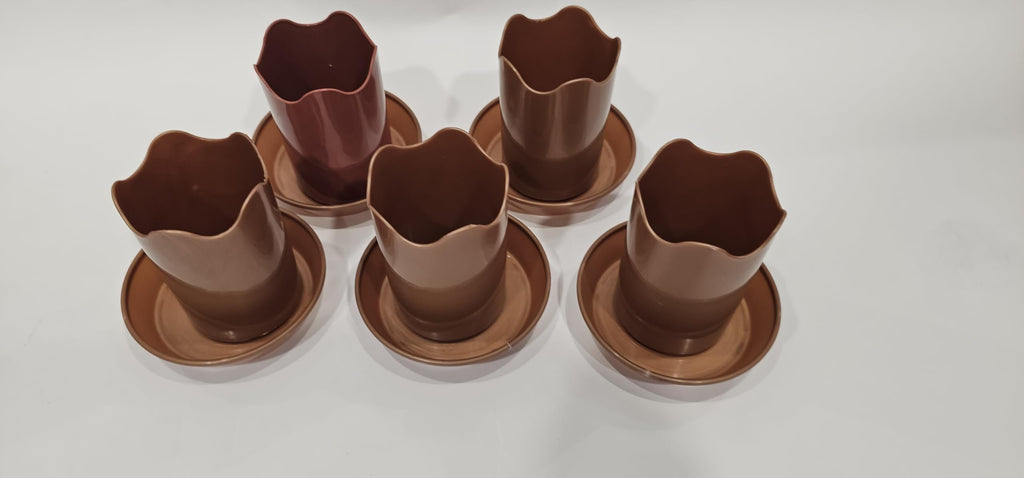 Austin Planter Case of 5 - Multi Size & Color Plastic Flower Pot, Seedling & Nursery Planter with Saucers