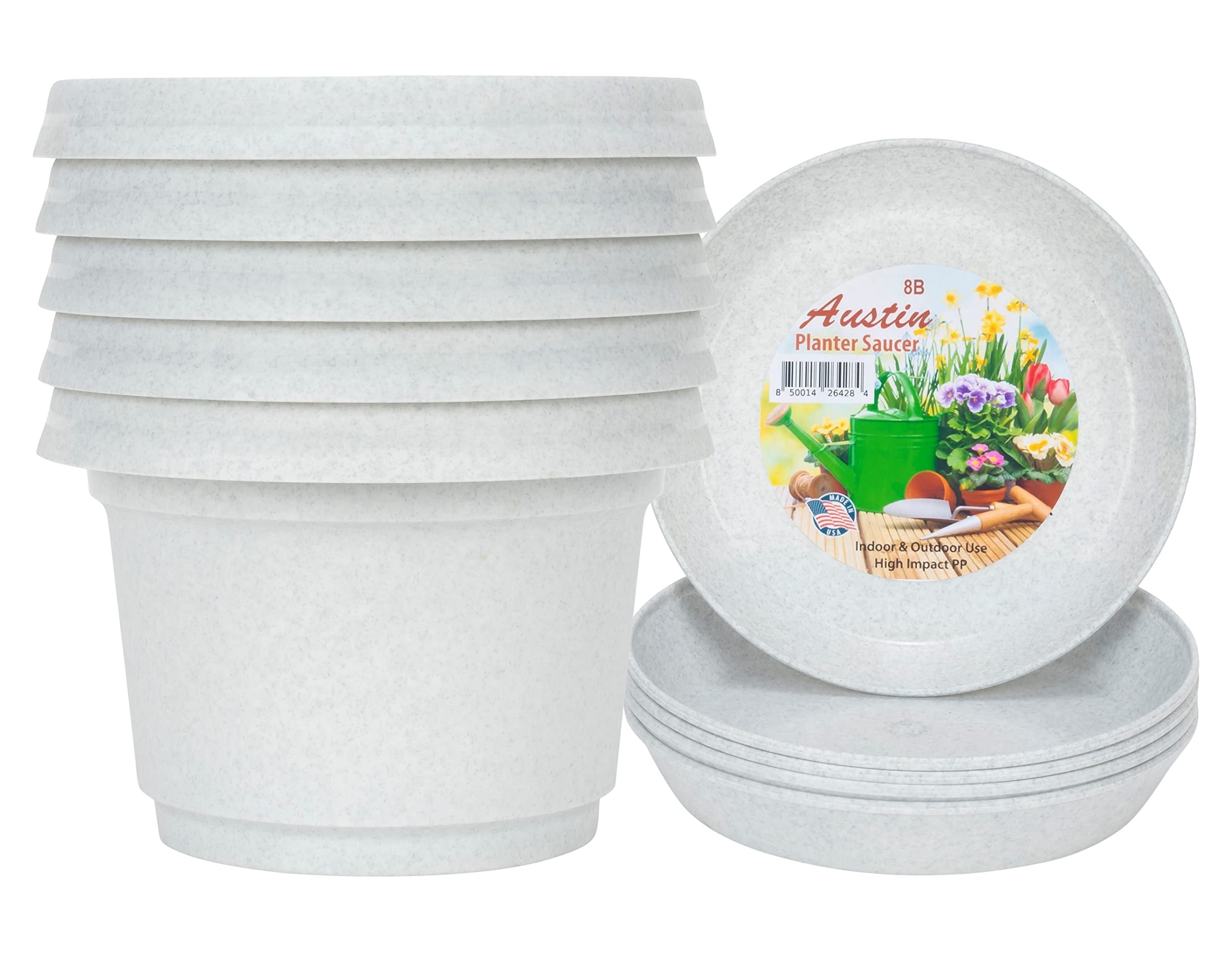Austin Planter Case of 5 - Multi Size & Color Plastic Flower Pot, Seedling & Nursery Planter with Saucers