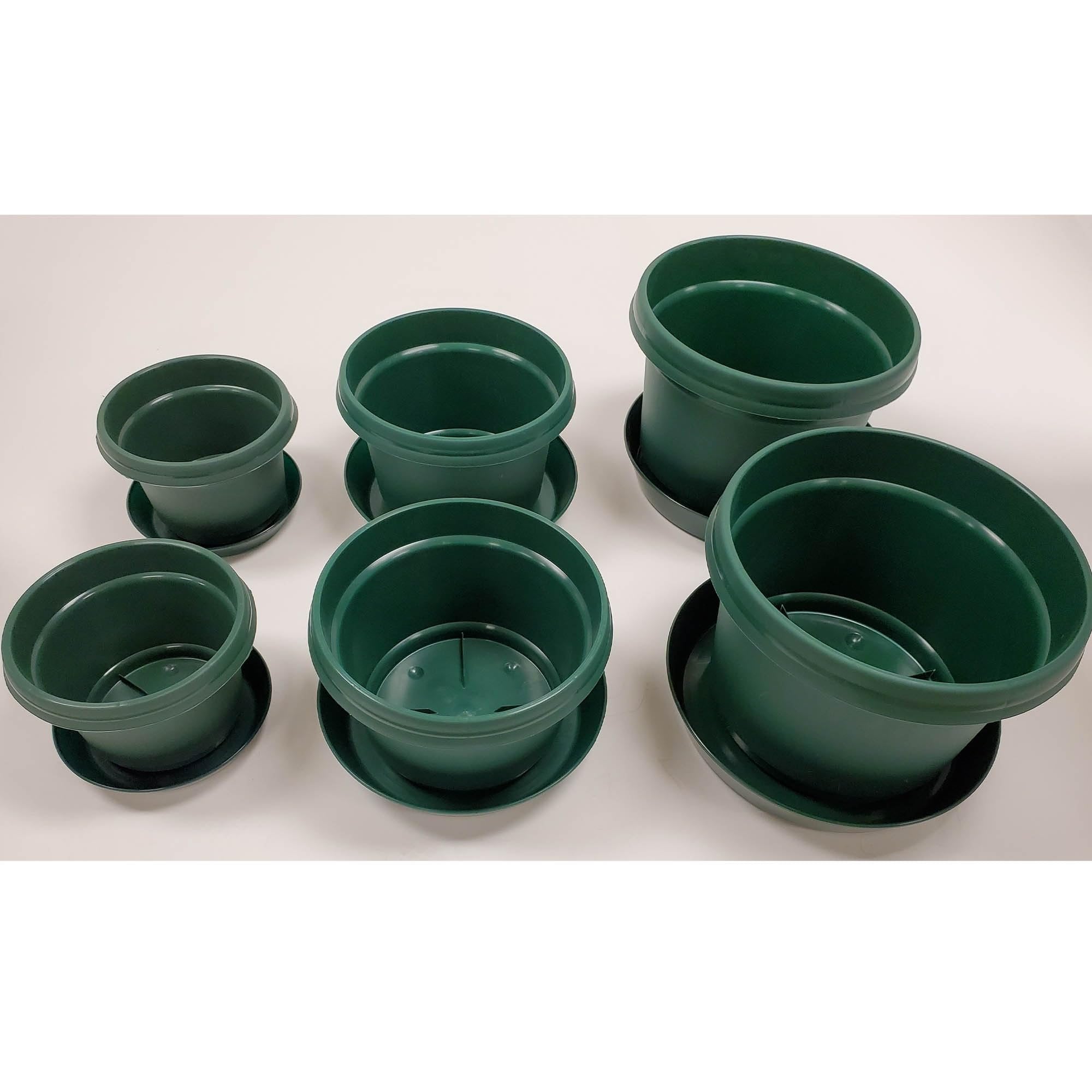 Austin Planter Case of 5 - Multi Size & Color Plastic Flower Pot, Seedling & Nursery Planter with Saucers