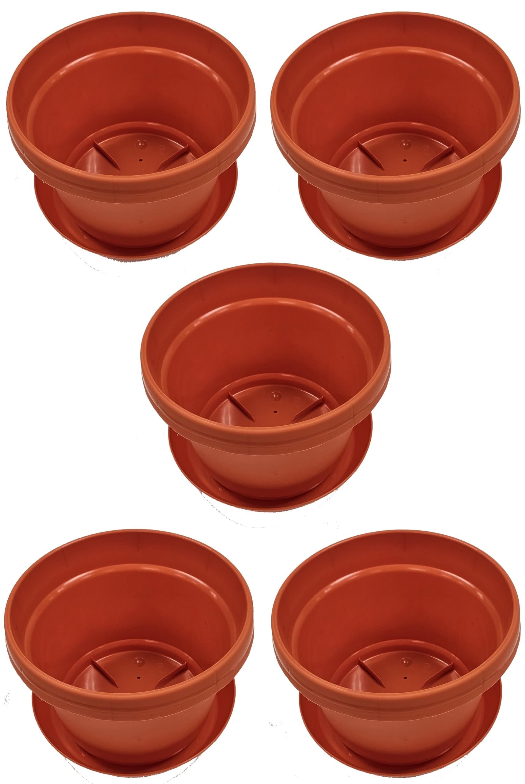 Austin Planter Case of 5 - Multi Size & Color Plastic Flower Pot, Seedling & Nursery Planter with Saucers