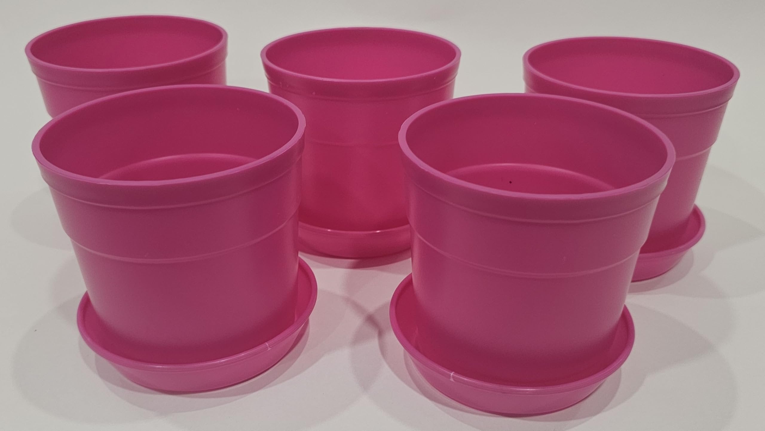 Austin Planter Case of 5 - Multi Size & Color Plastic Flower Pot, Seedling & Nursery Planter with Saucers