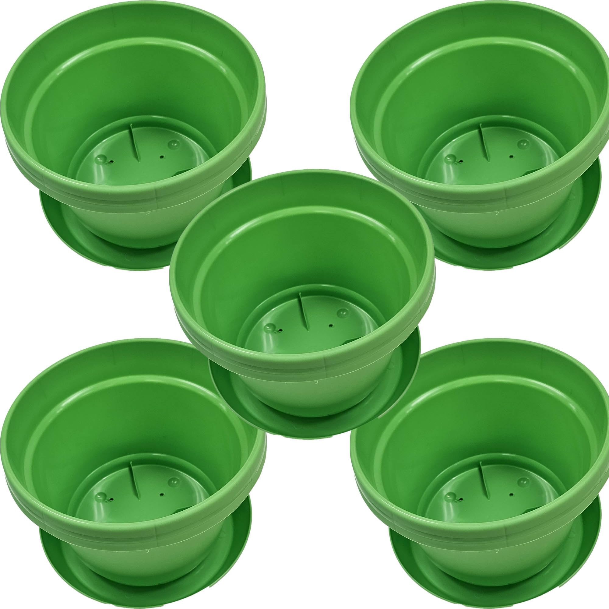 Austin Planter Case of 5 - Multi Size & Color Plastic Flower Pot, Seedling & Nursery Planter with Saucers