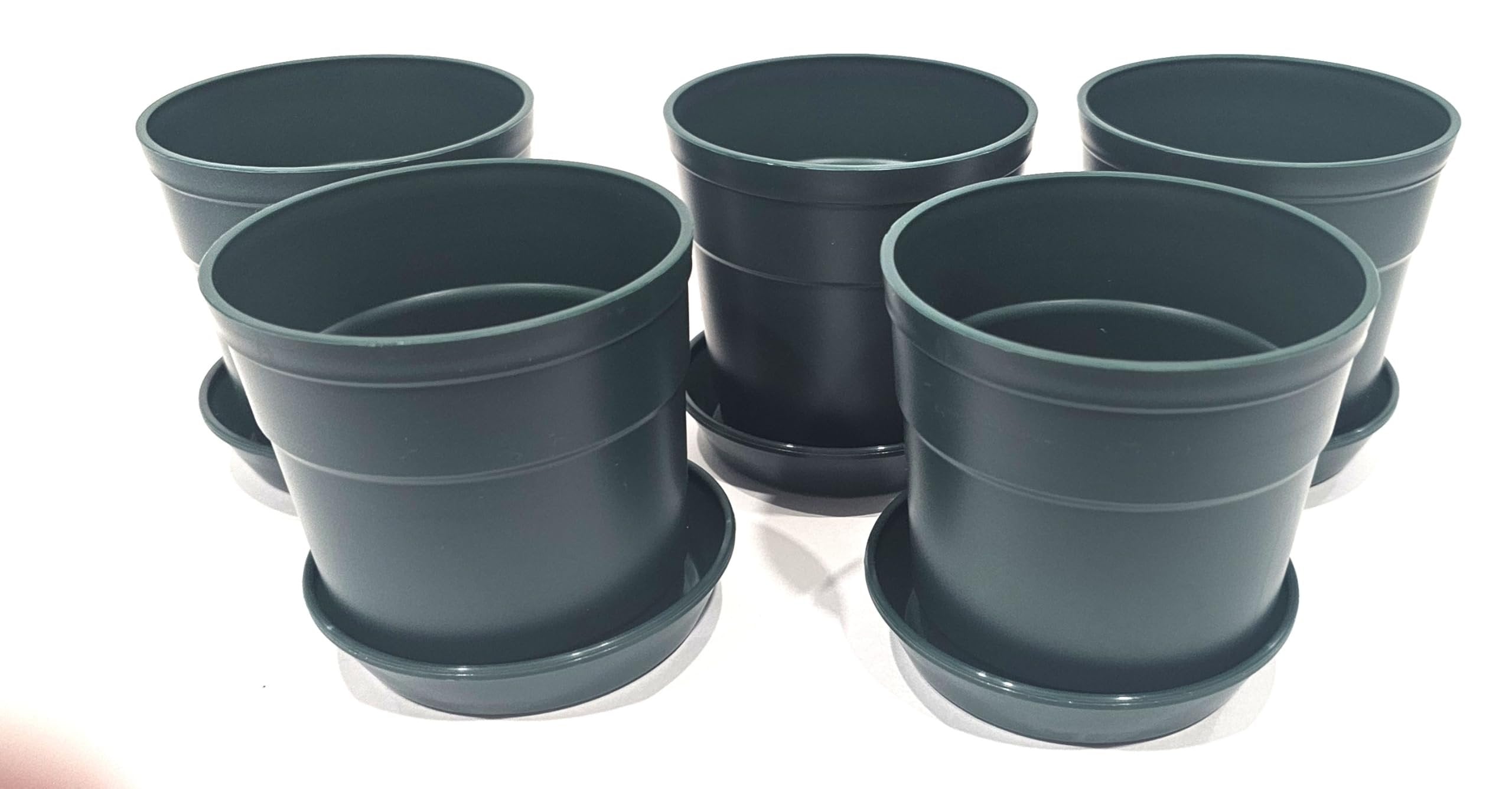 Austin Planter Case of 5 - Multi Size & Color Plastic Flower Pot, Seedling & Nursery Planter with Saucers