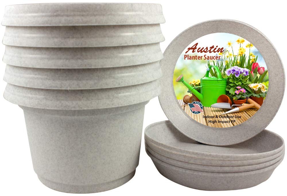 Austin Planter Case of 5 - Multi Size & Color Plastic Flower Pot, Seedling & Nursery Planter with Saucers