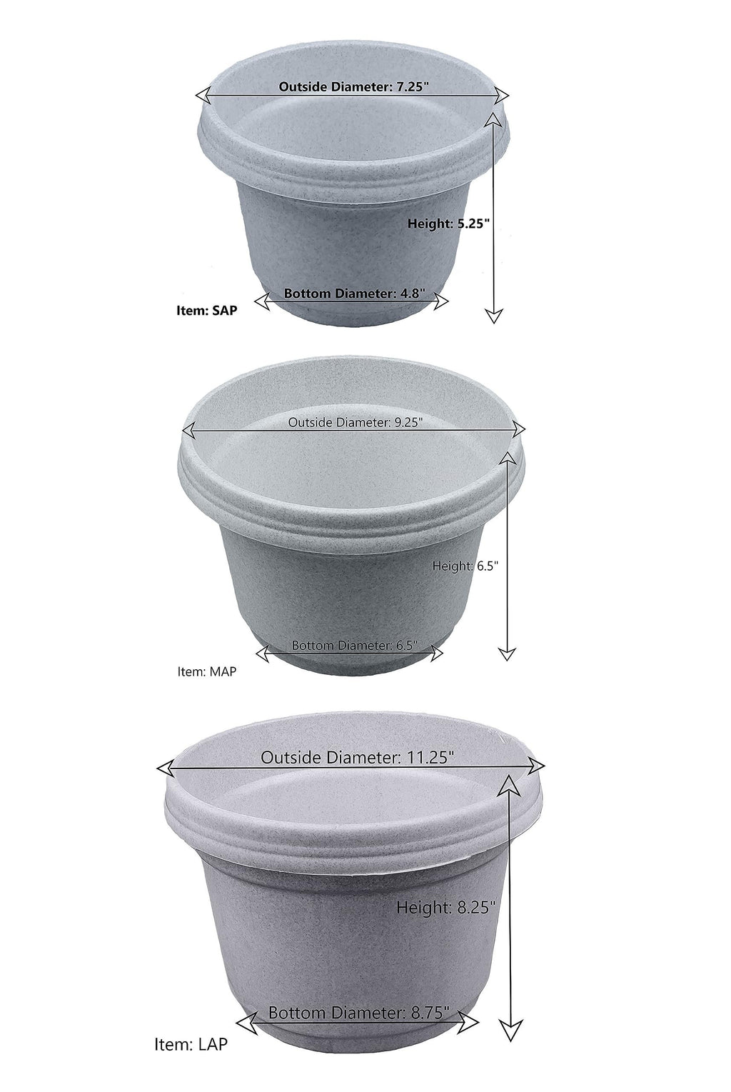 Austin Planter Case of 5 - Multi Size & Color Plastic Flower Pot, Seedling & Nursery Planter with Saucers