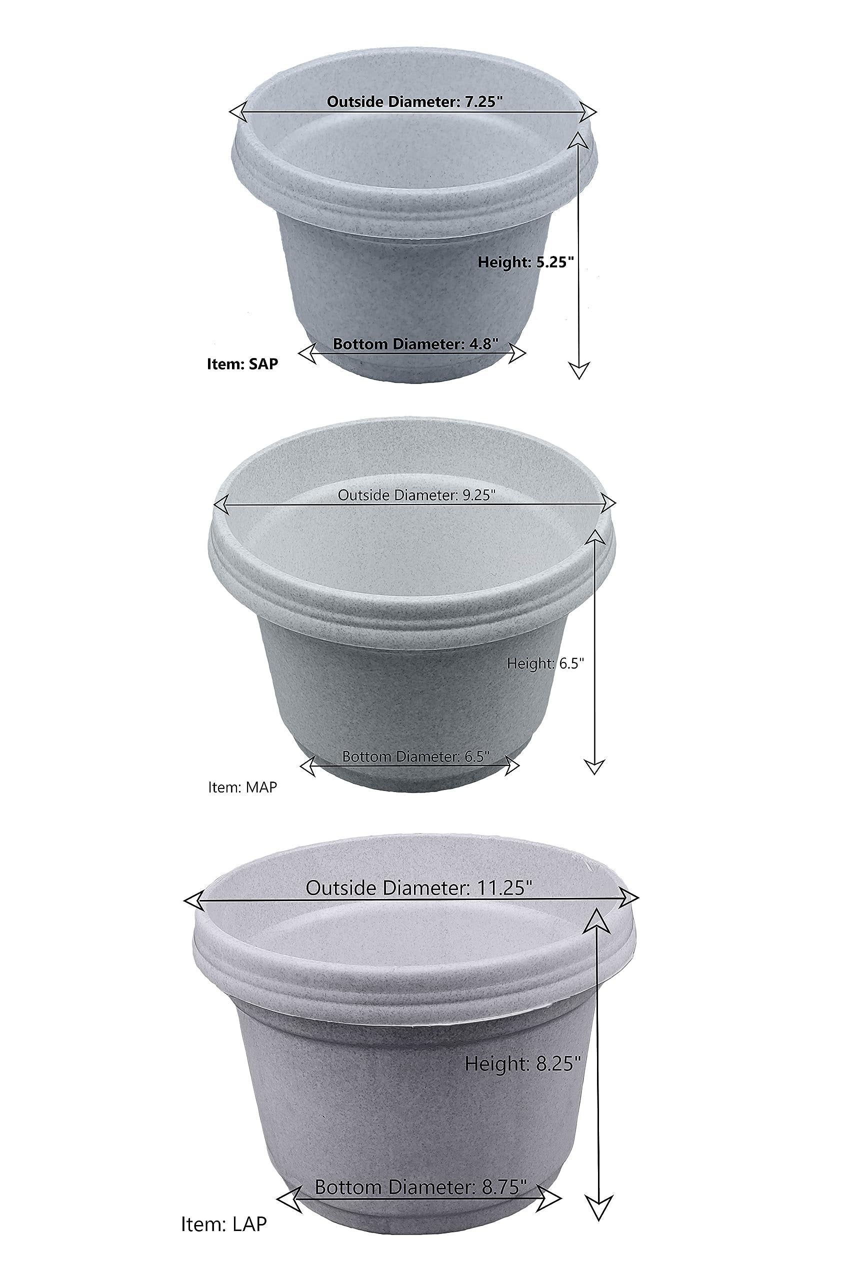 Austin Planter Case of 5 - Multi Size & Color Plastic Flower Pot, Seedling & Nursery Planter with Saucers