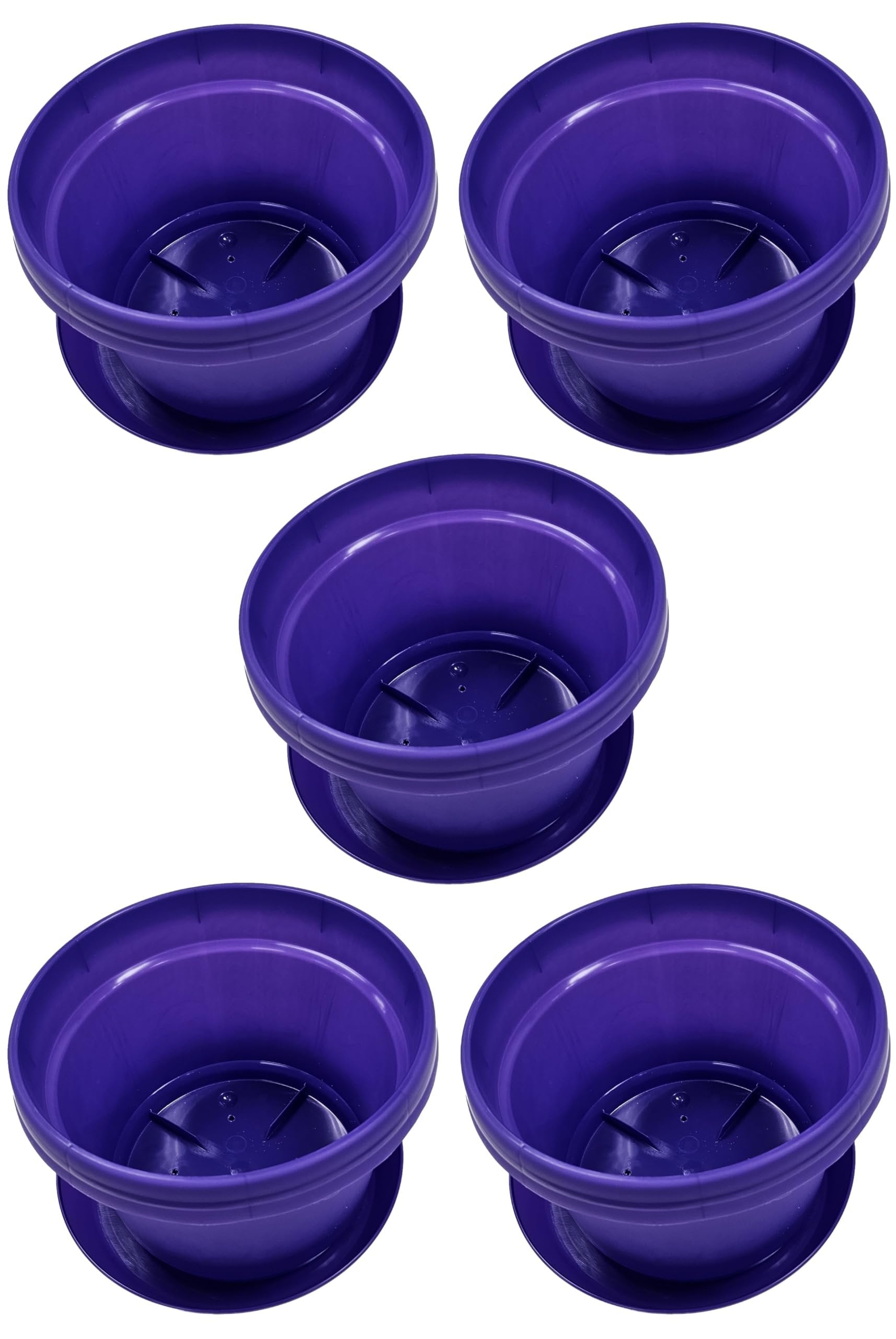 Austin Planter Case of 5 - Multi Size & Color Plastic Flower Pot, Seedling & Nursery Planter with Saucers