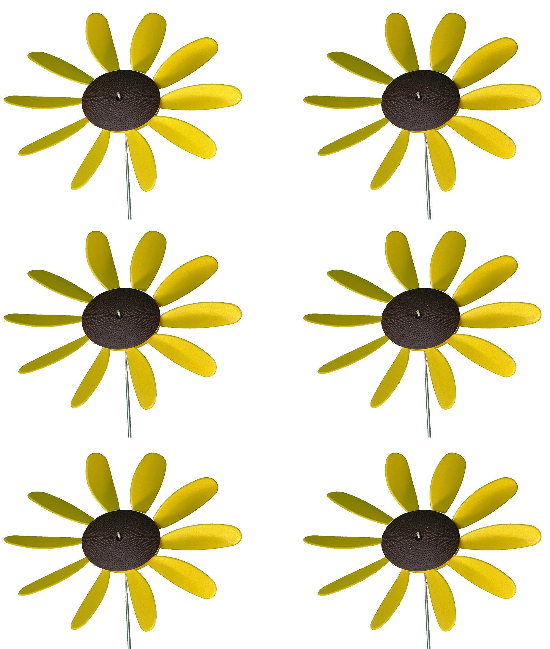 Spinning Daisies (Pack of 6) Beloit Plastics 12 inch Dia. Random Color Lawn Pinwheels, 24" Tall Pinwheel and Wind Spinners, Garden, Party Pinwheel, Flower Spinner, for Patio, Lawn & Garden