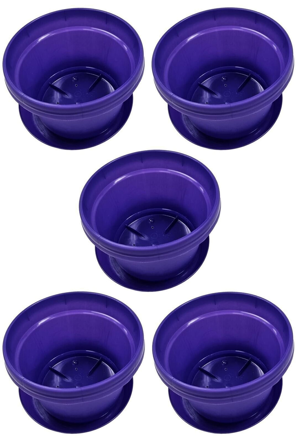 Austin Planter Case of 5 - Multi Size & Color Plastic Flower Pot, Seedling & Nursery Planter with Saucers