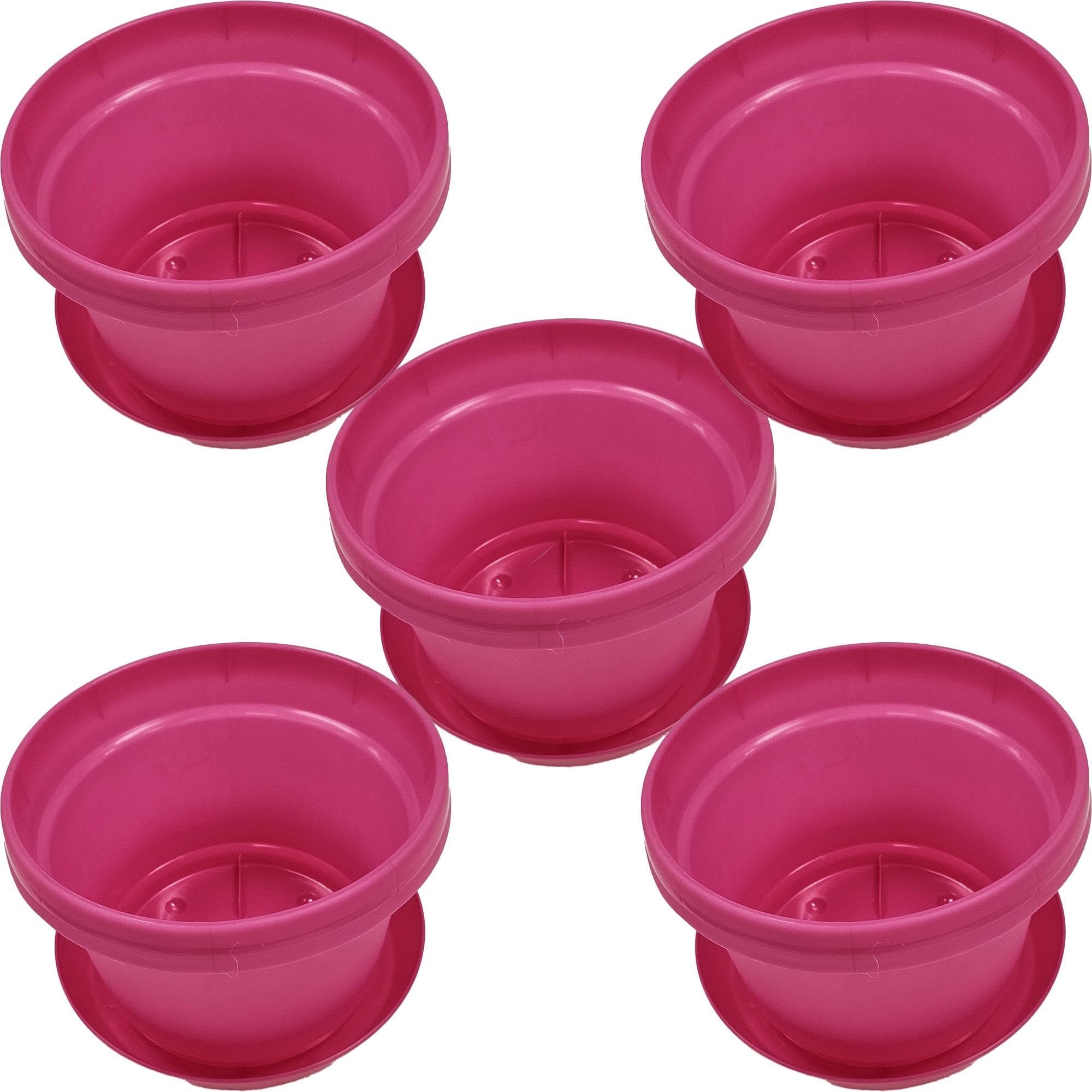 Austin Planter Case of 5 - Multi Size & Color Plastic Flower Pot, Seedling & Nursery Planter with Saucers