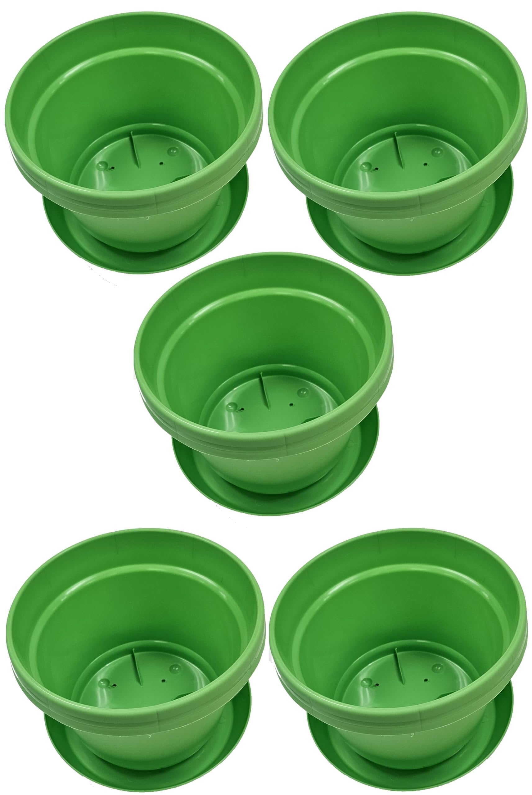 Austin Planter Case of 5 - Multi Size & Color Plastic Flower Pot, Seedling & Nursery Planter with Saucers